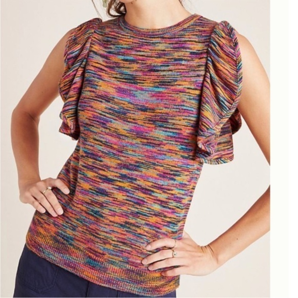 Anthropologie Ruby Flutter Sleeve Sweater Top Size XXS